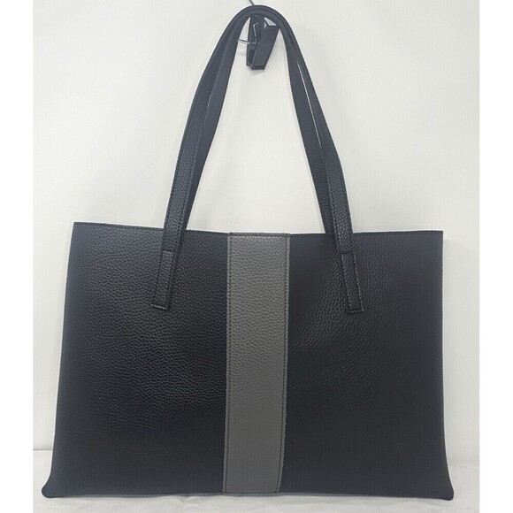 Vince Camuto Handbags - Vince Camuto Luck Tote Vegan Pebbled Leather Carryall Bag Purse Black Grey